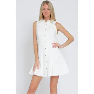 Off White Sleeveless Mini Dress
