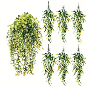 Artificial Eucalyptus Leaves, 6 Counts Fake Hanging Plant Vines, Decorative Plants for Home Garden Wedding Party Decoration, Flowers, Home Decor Accessory