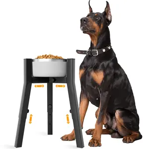 3 Height Adjustable Dog Bowl Stand for Large Dogs,Elevated Dog Bowls for 7-10.7 in/17.8-27.1 cm Wide Food Bowls,Metal Dog Bowl Holder(Bowl Not Included)