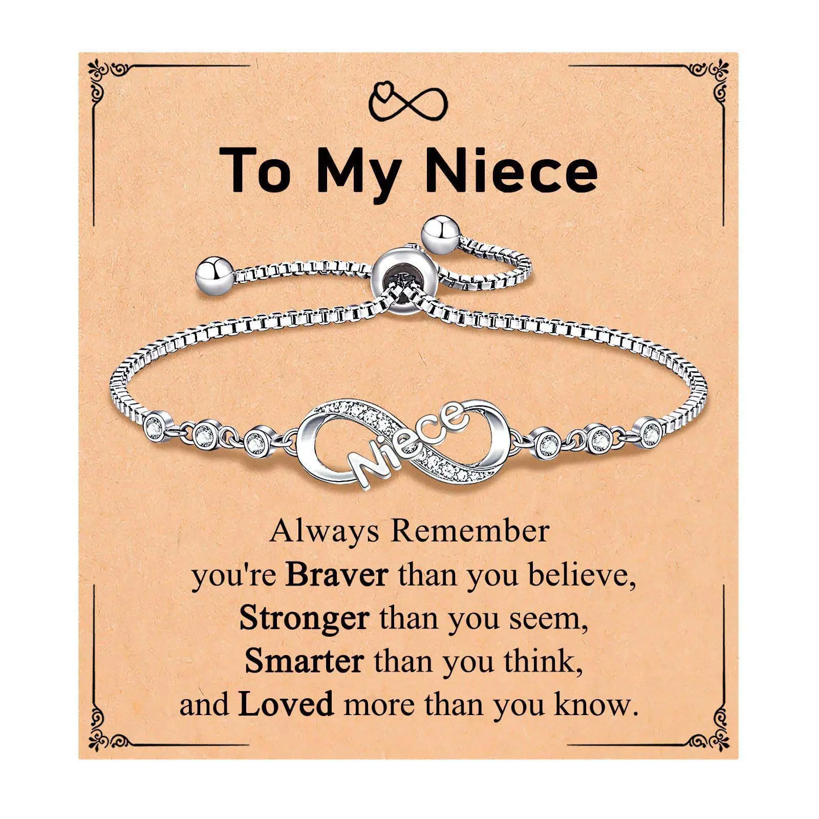 Women's Infinity Symbol Chain Bracelet, Unique Adjustable Pull-Out Design with Artificial Gemstone for Everyday Fashion, Fashion Accessory