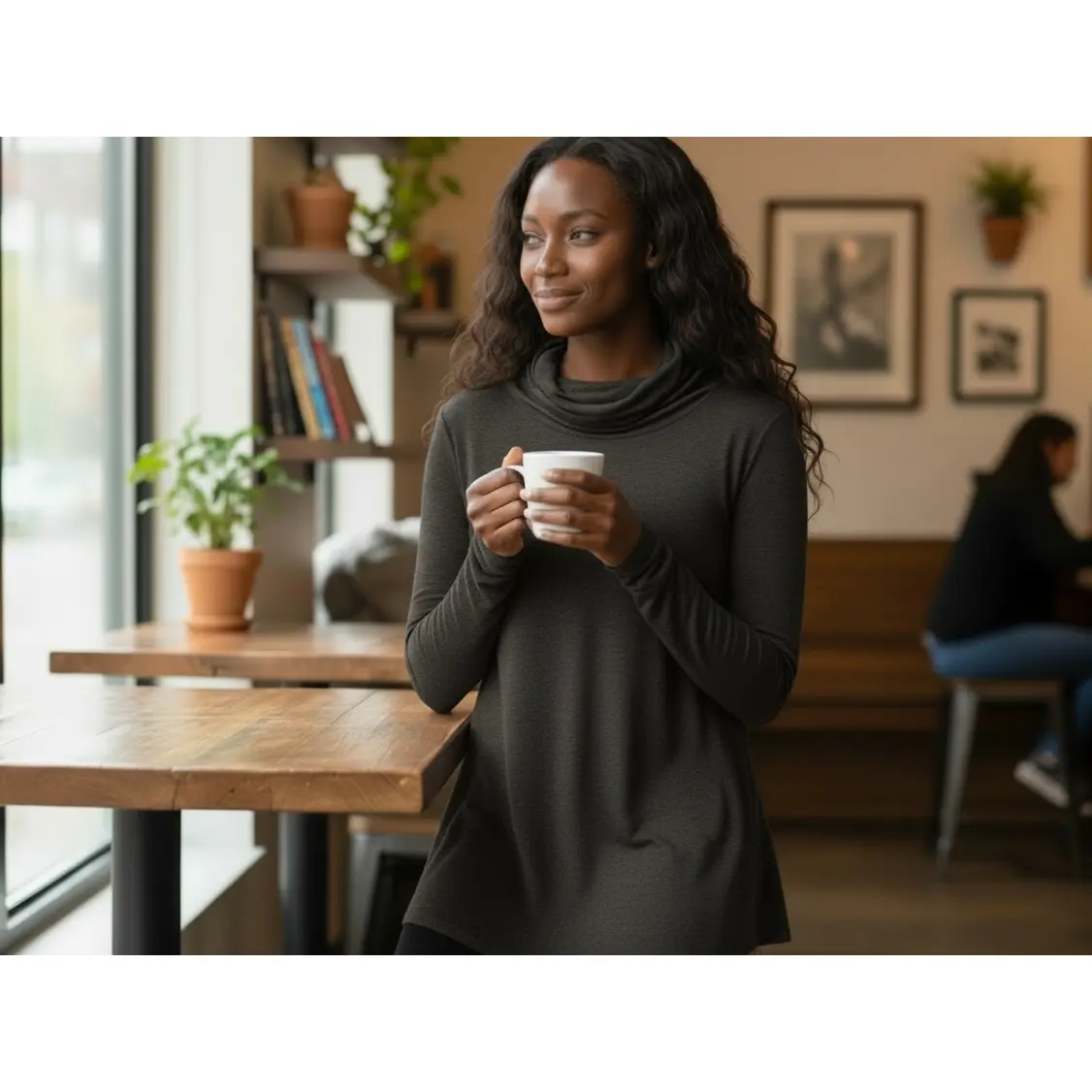 Azules long sleeve cowl neck top