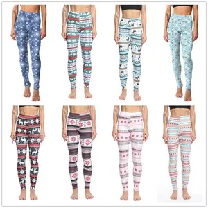 Trackpants Christmas Leggings Holiday Print Nine-point Pants Fitness Sports Pants