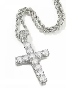 Sparkling cross diamond pendant, simple and casual jewelry pendant, jewelry accessories, Valentine's Day gift, couple necklace, memorial gift, affordable luxury gift, eternal promise.
