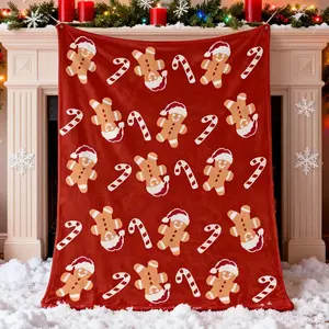 Christmas Throw Blanket Gingerbread Man Super Soft Blankets Couch Bed Sofa Microfiber Warm Cozy Lightweight Fluffy Fuzzy Fall Cute Blanket Winter 50x60 Inches
