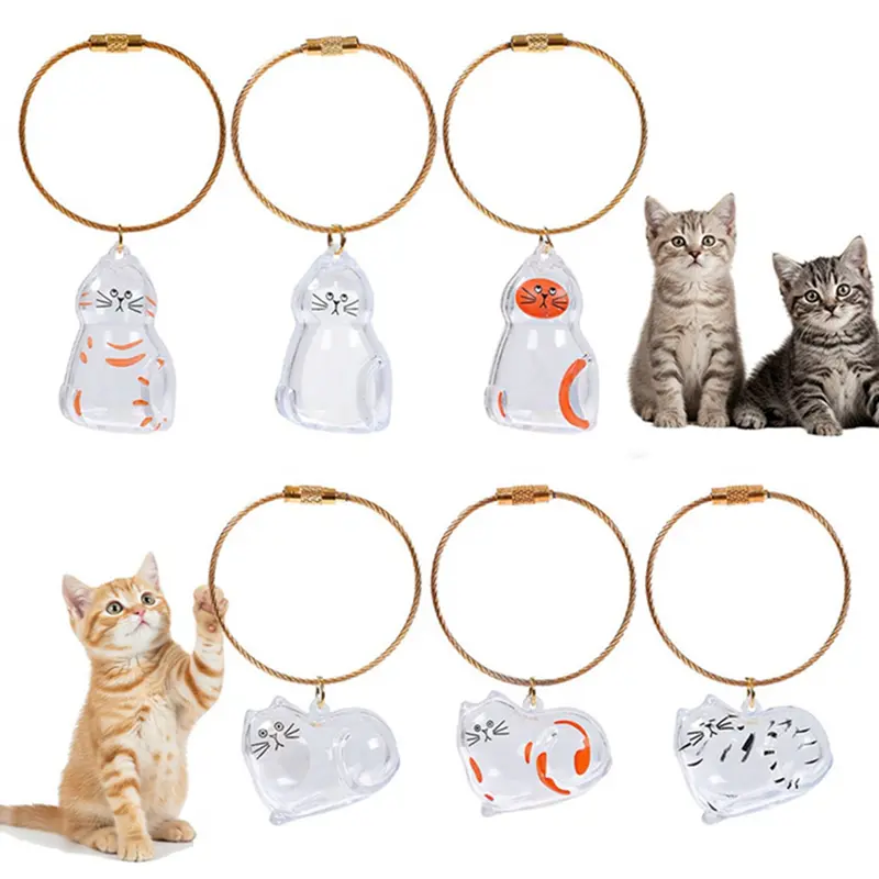 Cat Lovers' 2-Pcs Cute Pet Memorial Keychain Pendants - Transparent Plastic Fur Storage Keepsake Bottles with Gold Snap Hook, Easy-to-Use Sympathy Reminder Charm (Pet Supplies Accessory)