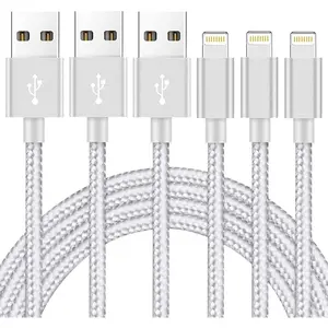 for iPhone Charger Cable [Mfi-Certified] 3Pack 10ft Nylon Braided High Speed USB Charging Cord Compatible with iPhone 12/11/XS/XR/X/8/7/6/5/iPad-SilverGray