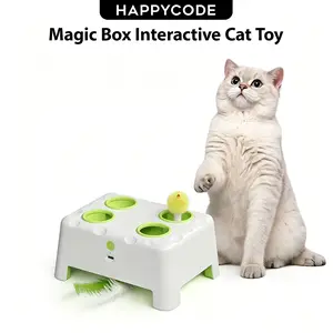 Happycode Cheese Magic House Interactive Cat Toy Designed for indoor cats Mole Whack + Feather play Dual stimulation Three switchable modes Type-C charging Suitable for both senior and kittens The perfect birthday gift for your cat