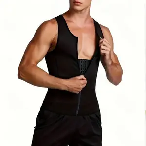 Men’s Shapewear Waist Trainer Compression Vest with 3-Row Hook and Zipper Body Shaping Workout Gear for Sweat & Performance