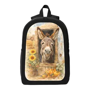 Funny Donkey Pattern Backpack Lightweight Casual Backpack with Zip Closure Adjustable Straps, Applicable to for Women and Men