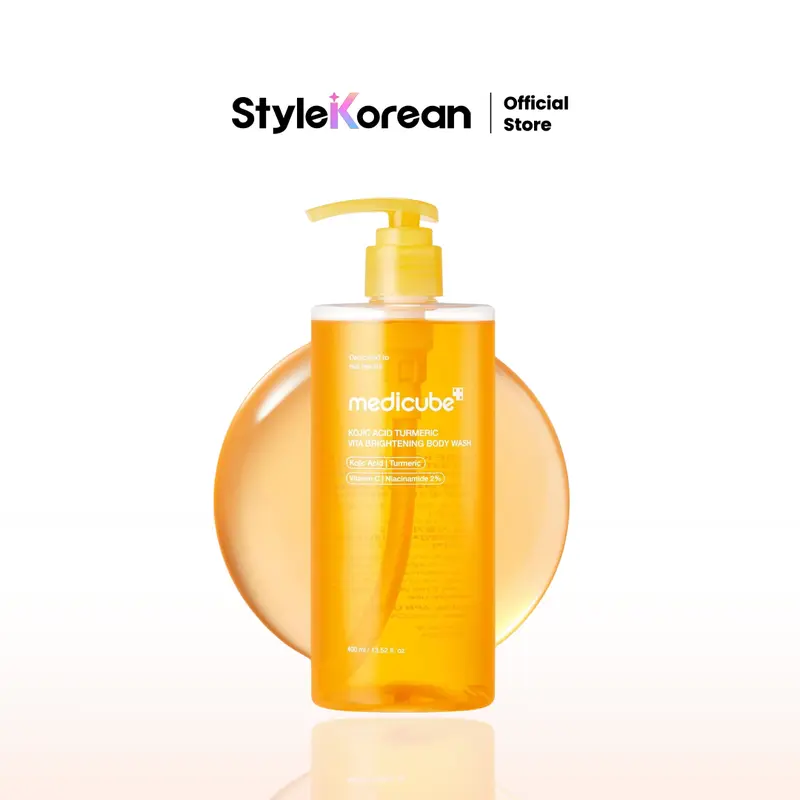 [Official Medicube Partner] Kojic Acid Turmeric Brightening Body Wash | Gentle Shower Gel for Uneven Skin | Niacinamide, Vitamin C, AHA/BHA | Deep Cleansing, Hydrating Formula | Easy and Effective, 13.52 fl.oz