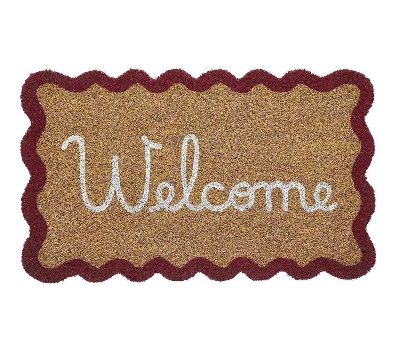 VCNY Home Red Scalloped Edge Welcome Coir Outdoor Doormat