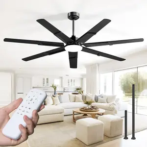 Ceiling Fans with Lights,66 inch Black Ceiling fan with Light and Remote, 6 Speed Reversible DC , 3CCT, Dimmable, Quiet, Timer, Large Modern Ceiling Fan for Living room, Indoor/Outdoor