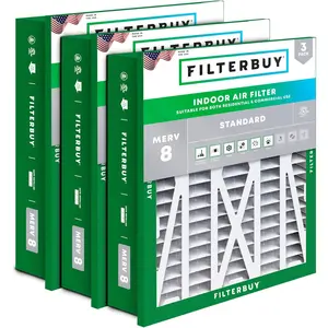 Filterbuy 20x25x5 Air Filter (3-Pack), Pleated MERV 8 Dust Defense HVAC AC Furnace Air Filters for Honeywell Return Grille