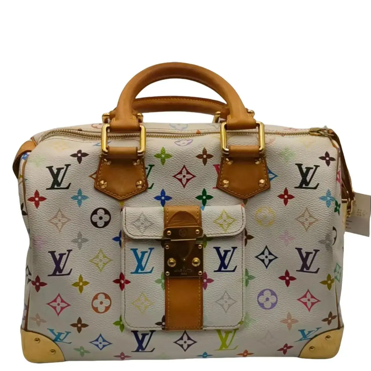 Pre-owned Louis Vuitton White Multicolore Speedy 30 Boston Bag