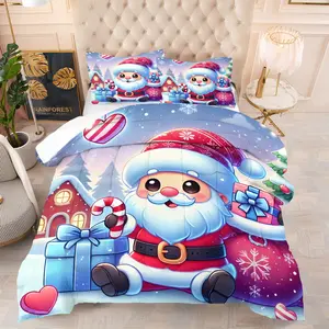 Christmas Gingerbread Man Candy Quilt/Comforter Set (2/3 Pcs) Includes 1 Quilt + 1/2 Pillowcases No Filler Christmas House Light Flower Patterns Family Bedroom Homestay Apartment Themed Room Study for Kids Couples Family Friends Students Young People