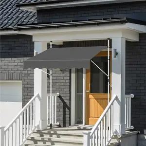 Costoffs Manual Retractable Awning 59" L, Adjustable Height & Angle Sun Shade, Waterproof Outdoor Canopy for Patio, Balcony, Deck & Porch, Dark Gray