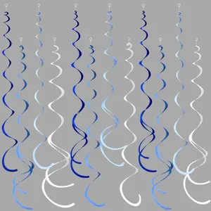 36 Pcs Blue Hanging Swirl Decorations Royal Blue White Ceiling Garland for Birthday Wedding Baby Shower