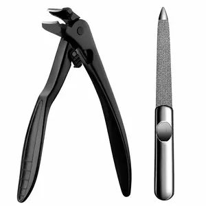 Black Toenail Clipper with Large Opening and Extra-Long Ergonomic Handle, Sharp Curved Tip Blade for Seniors, Professional Pedicure Tools