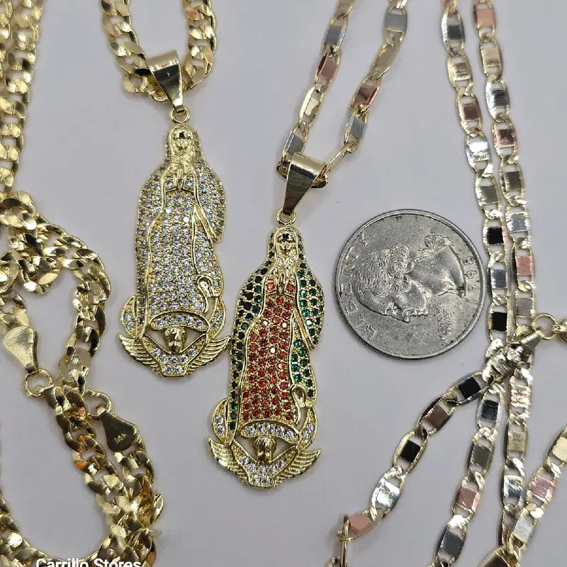 VIRGIN MARY BEAUTIFUL SET OF TWO NECKLACES gold-plated 24"inches fashion styles