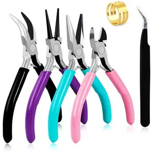 4Pcs Jewelry Pliers Set Jewelry Making Pliers Tools Kit Include Jewelry Making Needle Nose Chain Nose Round Bent Pliers Wire Cutter for Bracelet Beading DIY Craft Jewelry Making Supplies