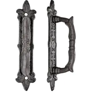 2 Large Cast Iron Door Handles Rustic Heavy Duty Garden Gate Shed Barn Pull 9”