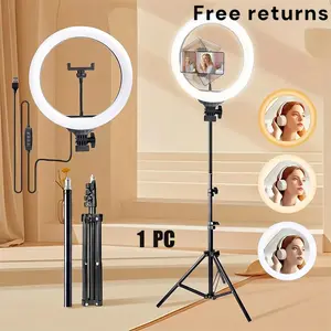 12 Inch Selfie Ring Light with 64" Sturdy Tripod – Video Light Adjustable Warm/Cool/Natural Lighting for Perfect Portrait Photography, TikTok Dances & Live Broadcasts (17"-64" Height)#SummerWins#Fathersdaygift