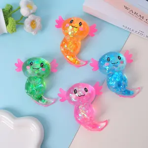 4Pcs/Set Cute Axolotl Squeeze Toy Transparent TPR Anti-Anxiety Sensory Fidget Toy For Party Gifts