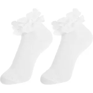 Women Frilly Ankle Socks - Soft White Ruffle Fashion Ladies Princess Lace Cotton Cute Socks