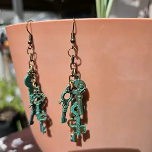 Greek Goddess Hecate's Keys bronze drop earrings