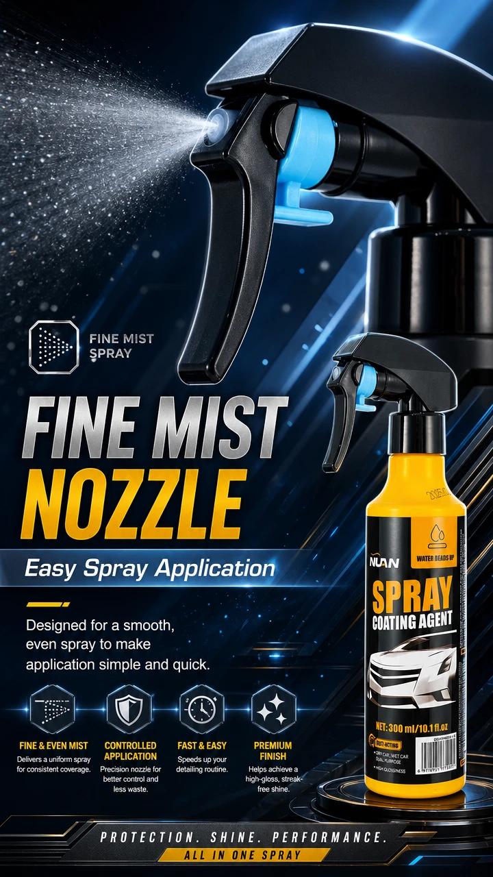 NUAN Car Ceramic Coating Spray – Paint Protection, Car Detailing, Easy Application, Long-Lasting Hydrophobic Formula, Gloss & Shine Booster NUAN Car Ceramic Coating Spray – Paint Protection, Car Detailing, Easy Application, Long-Lasting Hydrophobic Formula, Gloss & Shine Booster