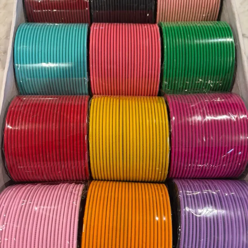 Dozen Matt Finished Metal Bangles 12 Pieces Assorted Colors Fashion Jewelry Set