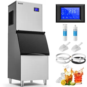 Commercial Ice Maker Machine 550LBS/Day, 22’’ Wide Industrial Ice Machine with Large Storage Bin, Ice Maker for Restaurant/Bars, Stainless Steel