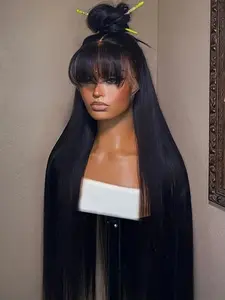 13x4 HD Lace Front Wigs 100% Real Human Hair Glueless Replacement Wig Lace Frontal Wigs Natural Black Color Smooth Silky Hair 200% Full Density Bleacked Knots Lightweight Breathable Cap Suitable for Women Daily Party Use