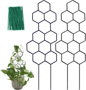 2-Pack 16" Metal Honeycomb Trellis for Potted Plants – Indoor Support for Climbing Ivy, Hoya & Flowers