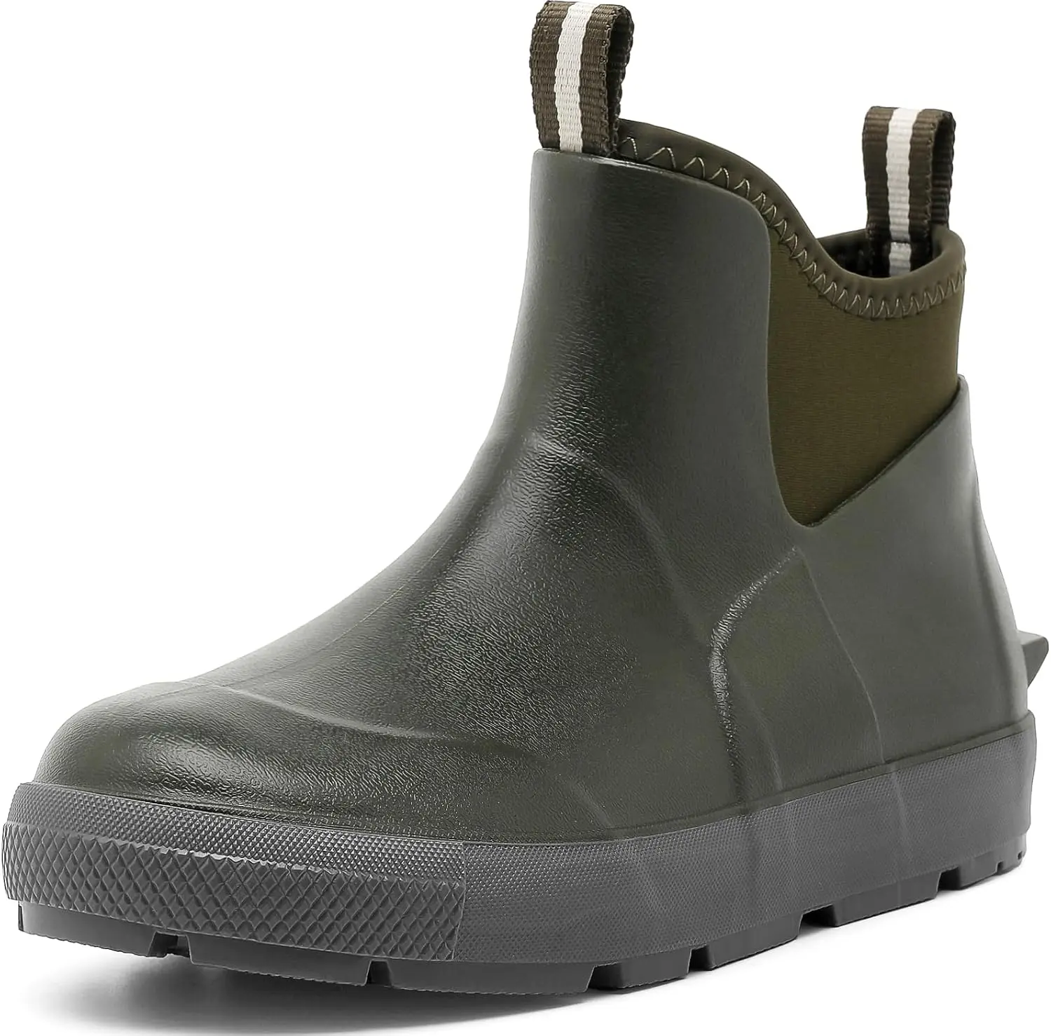 Men's Deck Boots, Waterproof Ankle Rain Boots, Rubber Fishing Boots for Men