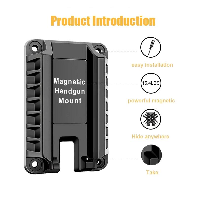 Gun Magnet Bracket Quick Draw Gun Magnetic Pistol Holster Hidden Car Applicable to multiple scenarios Adjustable Magnetic Car Gun Holster