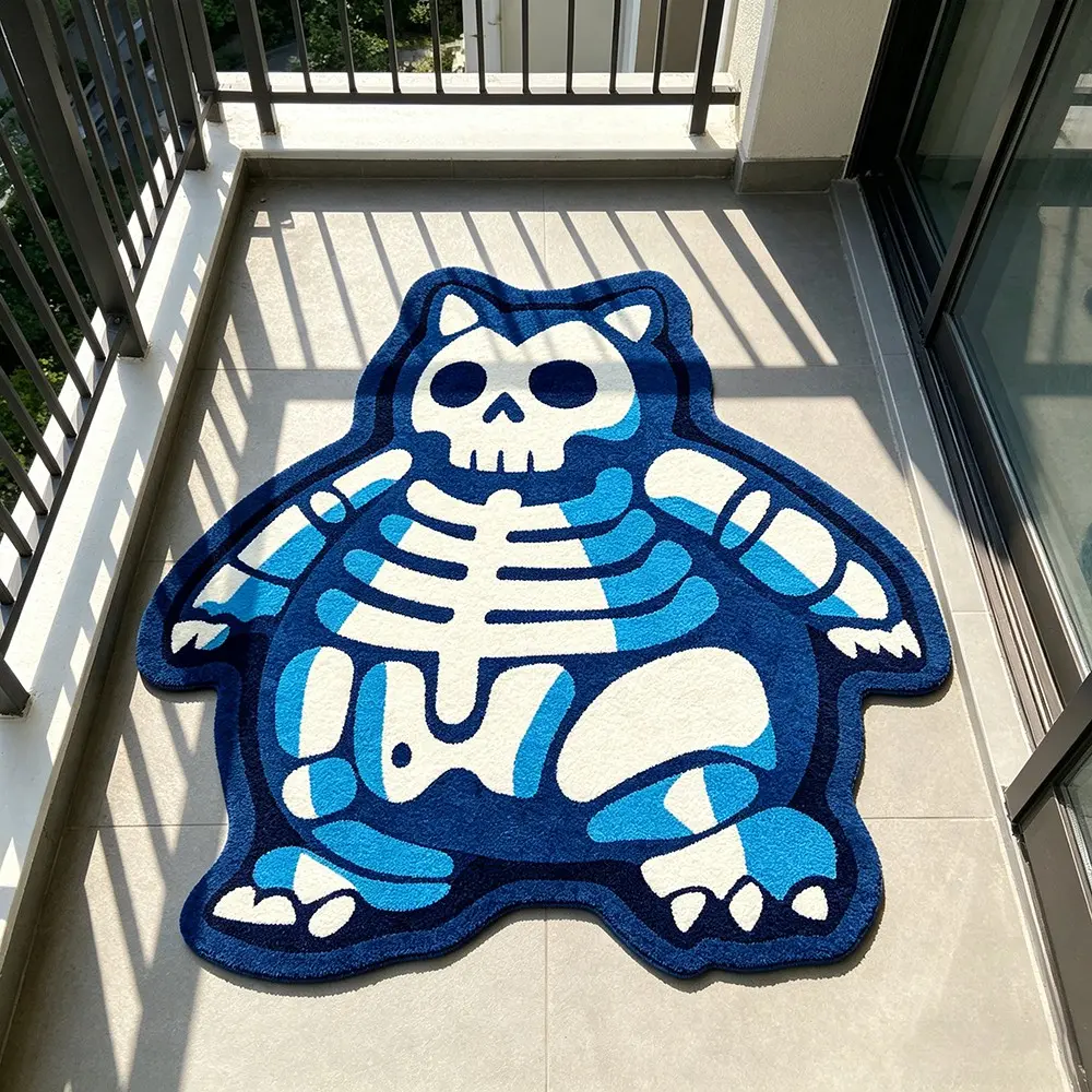 Anime Cartoon Skull Rug, Cartoon Pattern Rug, Cool Personality Bedroom Bedside Decor Rug, Soft Comfortable Mat, Entryway Rug for Coffee Table, Sofa, Dressing Room, Unique Design Rug, Cool Theme Rug, Indoor Rug
