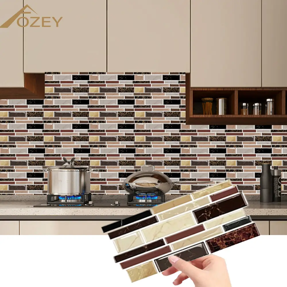 Aozey Marble Pattern Wall Sticker, 26 Pcs Backsplash Stick Tiles, Self-adhesive Wall Stickers, Peel & Stick Wall Decal, Kitchen Bathroom Wall Decor De