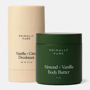 The Vanilla Duo from Primally Pure - Almond & Vanilla Body Butter & Vanilla Citrus Deodorant Set for Hydrating & Antibacterial Skin Care