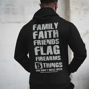 Family Faith Friends Flag Printed Men's T-Shirt, Sweatshirt, Hoodie