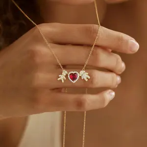 Love Birthstone Necklace for Women, 14K Gold Plated  Cute Boy And Girl Bubble Letter Pendant Dainty Jewelry I Love You Valentine's Day Gifts for Girlfrend Wife Lover
