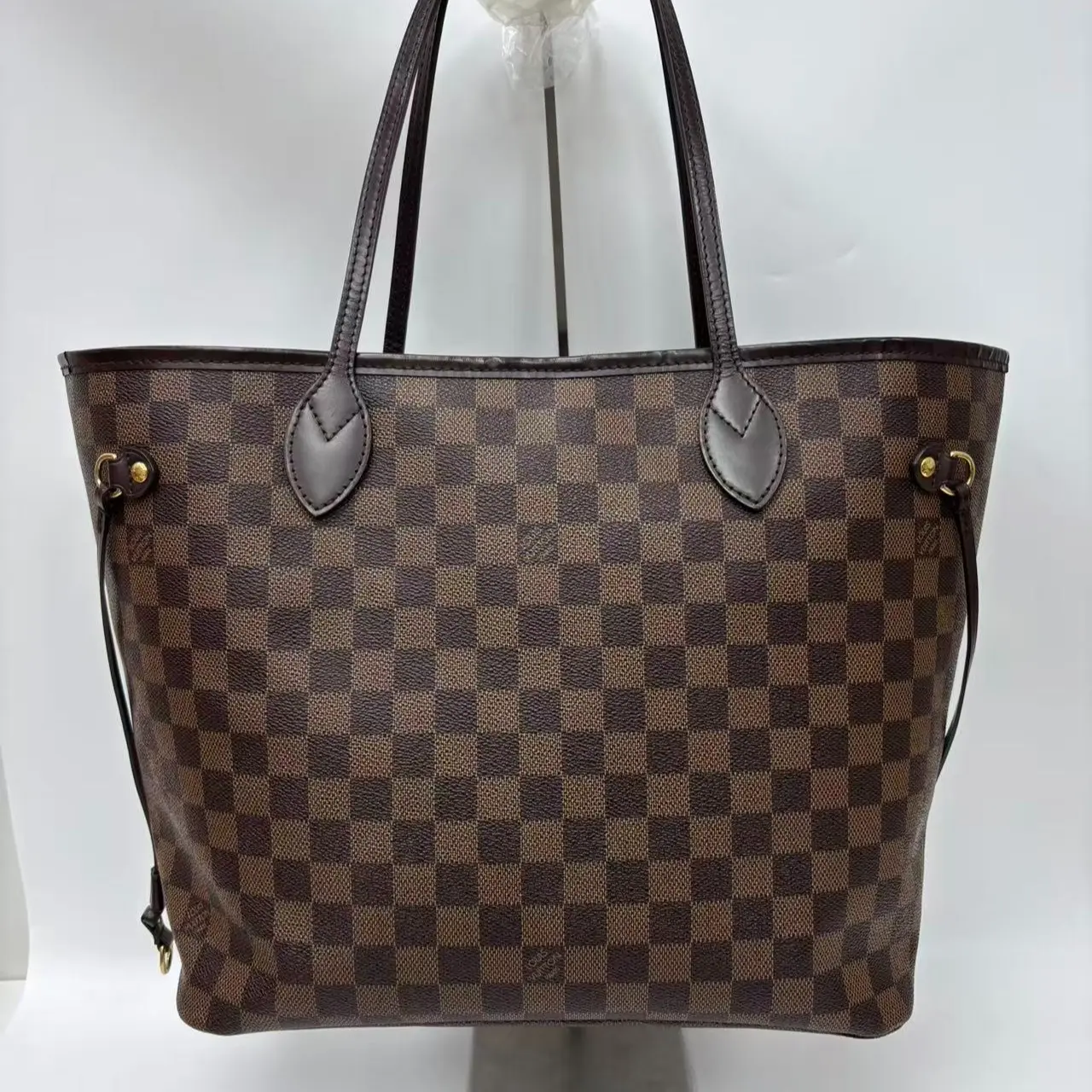 Pre-owned Louis Vuitton canvas Tote Bags neverfull mm size damier red capacity 【senza 1】