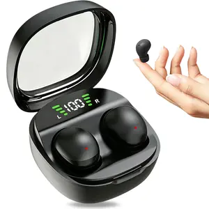 Mini Invisible Sleep Wireless Earbuds with Digital Display, Ultra Thin 2.3g Lightweight Touch Control Bluetooth Headphones, Side Sleeper Friendly Comfortable Earphones for Sleeping, Work, Study, Black & Beige Available