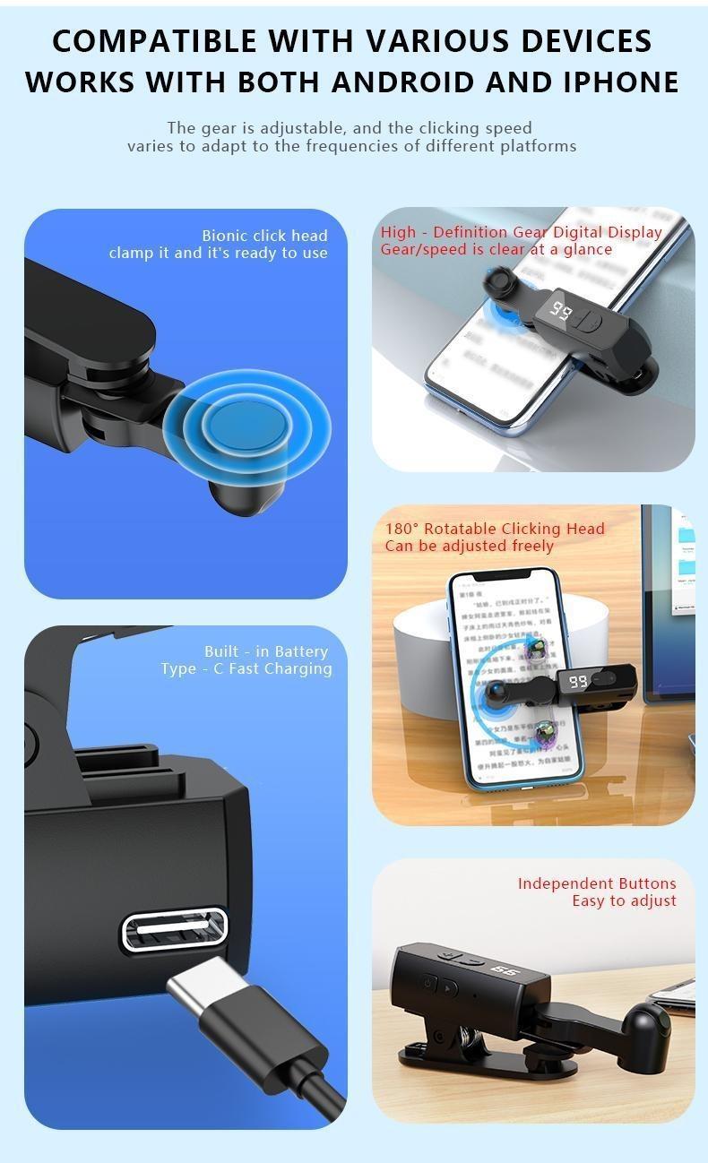 2026 upgraded Auto Clicker for Smart Phone,Built-in battery,No Need to Connect to Power Source, used for mobile phone application video live streaming gadget quick click simulate finger continuous click, used for live streaming likes, games, shopping