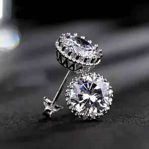 Crown 6mm zircon earrings for women Small and cute earrings Fashion earrings for men and women Suitable for wedding party gifts