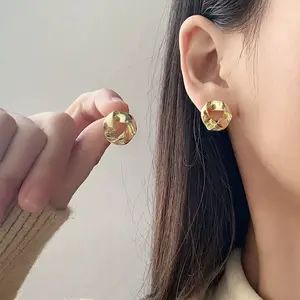 S925 silver needle South Korea elegant retro twisted ring knotted Mini small triangle cold style stud earrings