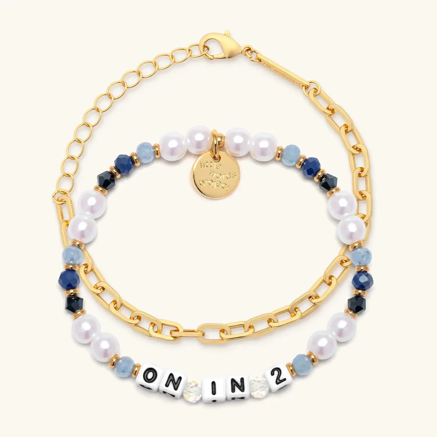 Little Words Project LWP x Jena Sims On In 2 Collection Fashion Bracelet - Inspirational Trackable Kindness, Beaded & Paperclip Styles, Adjustable Slide Bracelets & Bangles
