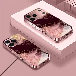 Phone Case: Rose Gold/Pink Electroplated Floral Phone Case, Suitable for iPhone 17/16/15/14/13/12/11/X/XR/XS Max Pro Air Pro Max Plus Mini Models, Fashion Trend, Neutral Design, Christmas Theme, Tempered Glass Protection, Modern Style, UV Printing, Full C