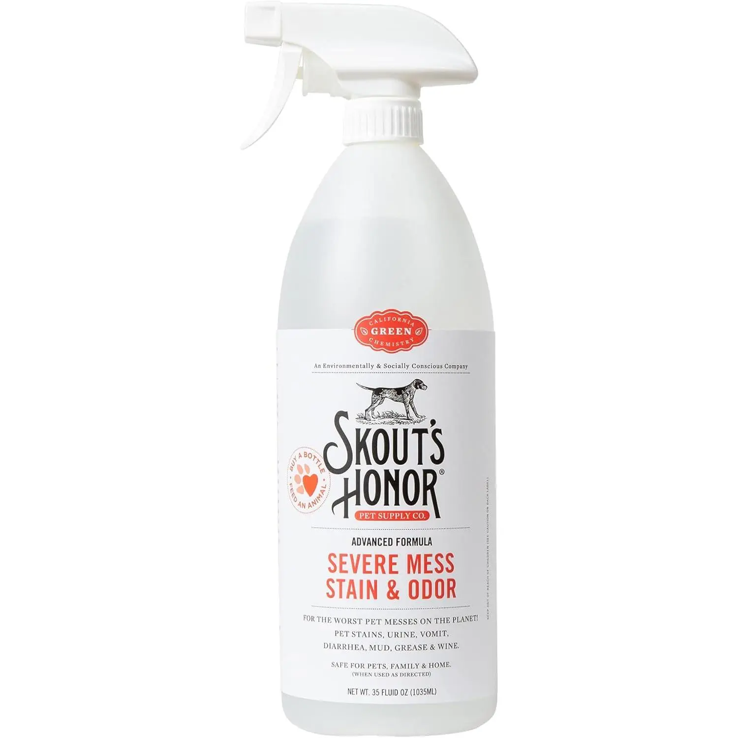 Severe Mess Stain & Odor Eliminator, Powerful Stain Remover and Carpet Cleaner for Tough Dog Messes, Eco-Friendly Carpet Deodorizer Cleaning Spray, 35 oz