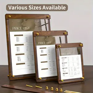 Walnut Base Acrylic Sign Holder , Double Sided Tabletop Display Stand for Office, Store, Restaurant, Hotel.